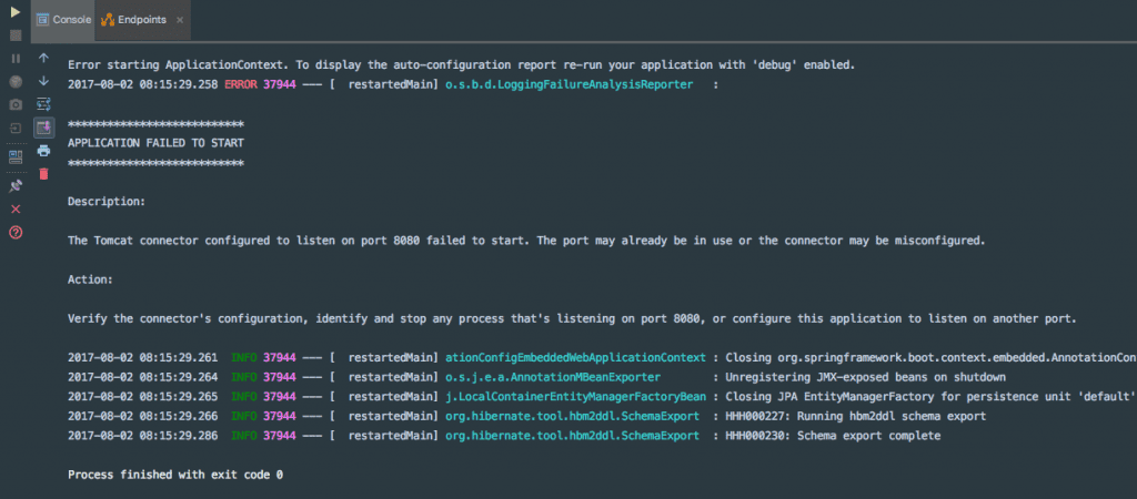 Port 8080 is already in use