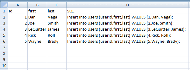 Insert for every row
