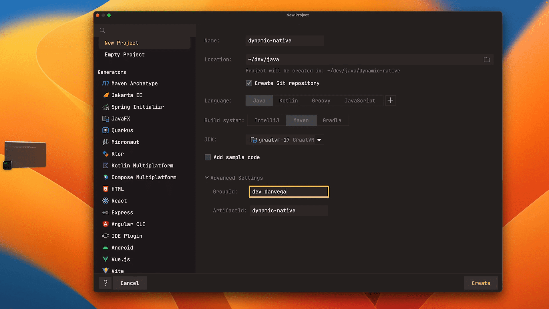 Create new Java Project in IntelliJ