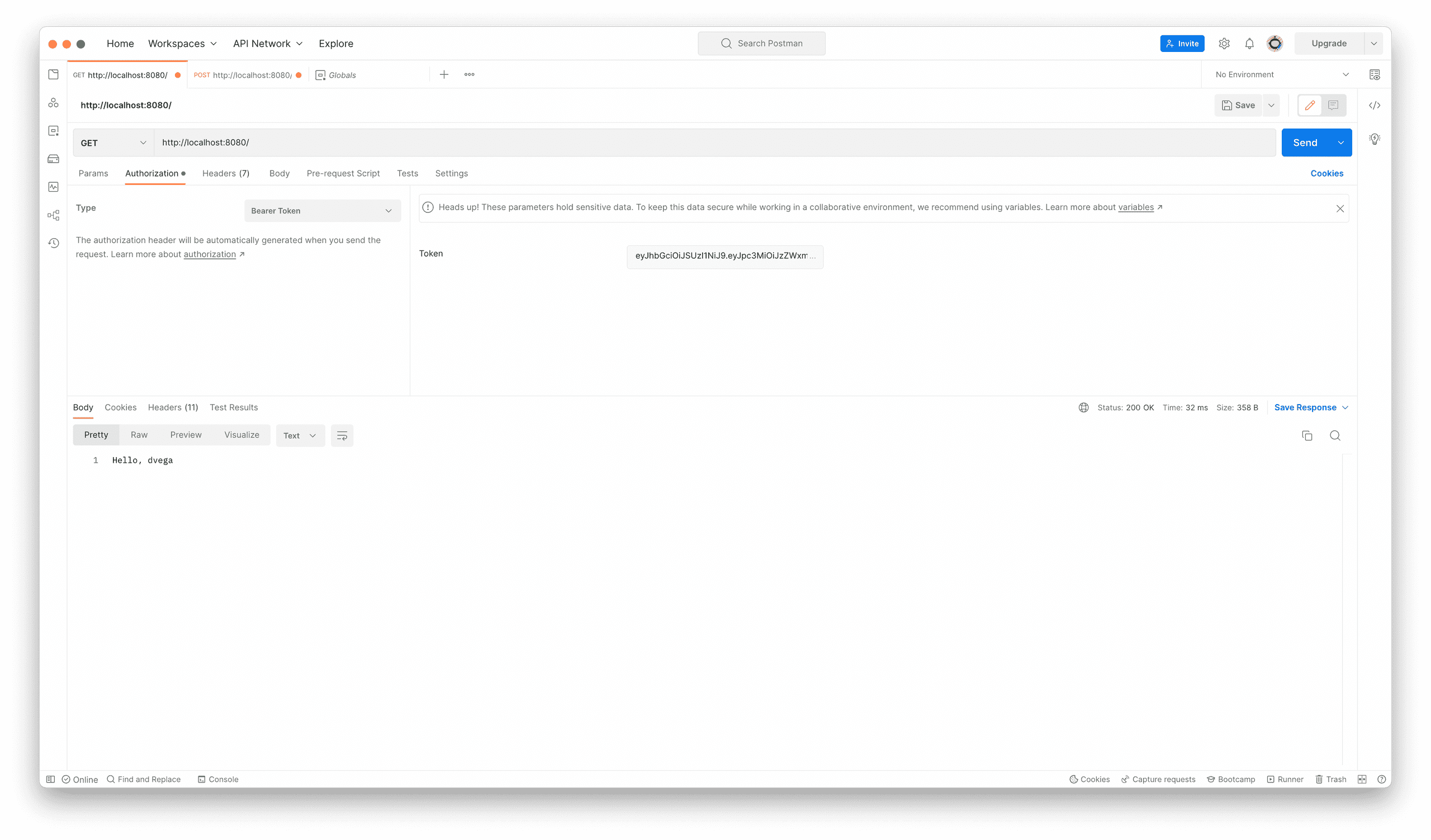 Postman with JWT Response