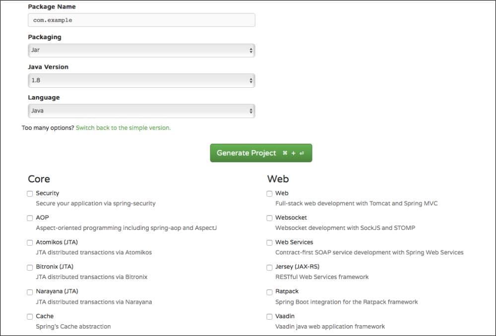 Spring Initializr Full Version