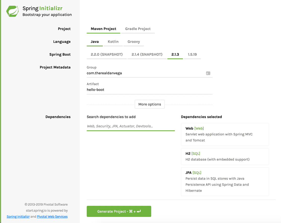 Spring Initializr New Look
