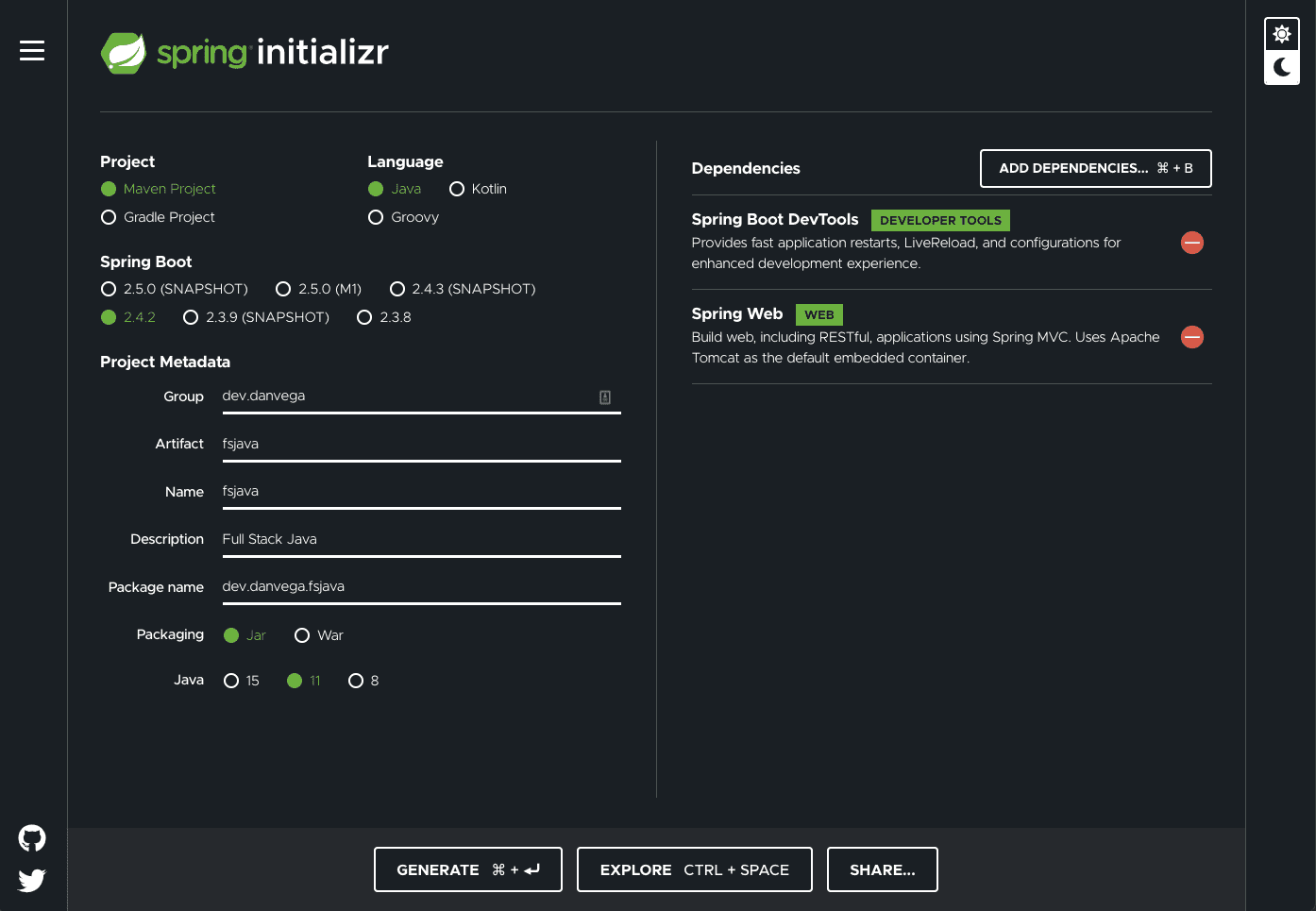 Spring Initializr Web